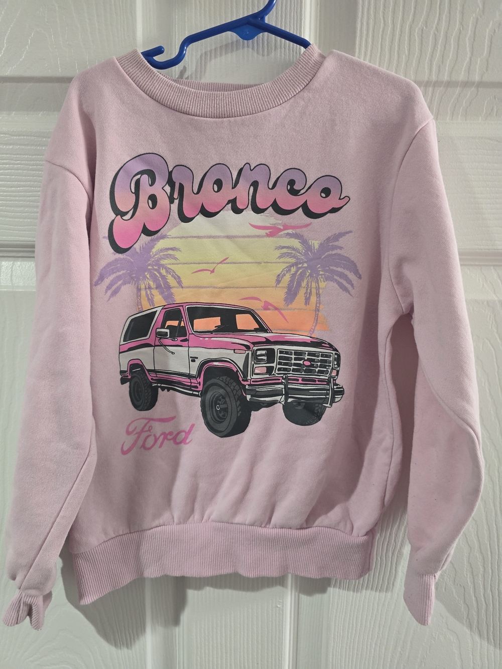 Ford Pink Bronco Retro Graphic Crewneck Sweatshirt